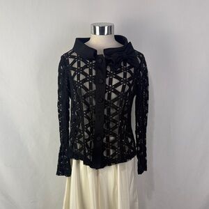 Black Lace Bow Neck As Is Blouse